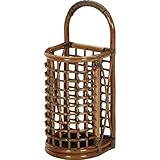 傘立て/アンブレラスタンド 取っ手付き 【5本用】 木製（籐）/スチール