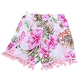Domybest　ベビー服　女の子　ショートパンツ ズボン　短パン　花柄　春夏 カジュアル お出かけ 出産祝い (90（2-3歳）, ピンク)