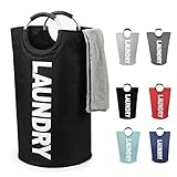 DOKEHOM DKA0001BK2 ランドリーバスケット　ランドリーかご 洗濯ボックス 収納ボックス 収納バッグ　袋　おしゃれなインテリア雑貨　 防水取っ手付き 折りたたみ 6カラー（ブラック）