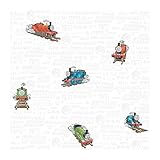 York Wallcoverings BT2908 Thomas The Train Wallpaper, Pale Gray/Electric Blue/Stop Sign Red/Tangerin