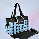 マザーズバッグ 大容量 おしゃれ 便利 赤ちゃん かわいい 斜め掛け ドット【Rush.Cオリジナルハンカチセット】157 (ブルー)