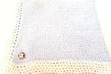 ニットかぎ針編みFinishedブルーChenilleホワイトトリムBaby Blanket with Snowman