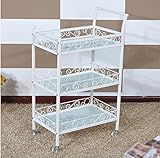 GRJH® 美容車ユーティリティ車美容車トロリーワインカーSPAスタイルフットカーネイルカーホワイトガラスプレート 防水性と耐久性