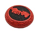 中国スタイルのテラコッタ柄彫漆宝石箱の2つの小品