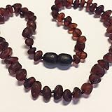 Genuine Unpolished CHERRY Baltic Amber Baby Teething Necklace by Nature's Calm? 12Unisex) Reduce Dro