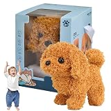 ロボット子犬、私のリアルなロボット子犬、本物の子犬のように振る舞うロボット子犬、ぬいぐるみ犬ロボット子犬 - 歩く、吠える、歩く犬のおもちゃ (テディ犬)