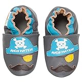 モモベビー男の子ソフトソールレザーCrib Bootie靴 カラー: グレー