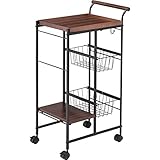 キッチンワゴン 【 ノーム 】 バスケット2段 キャスター付き 木製 スチール PW-402BR ブラウン