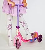 ☆子ども用デザインタイツ☆ホワイト＆パープルフラワー40デニール