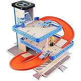 Kingstar 男の子 おもちゃ 駐車大作戦 立体駐車場 パーキングガレージ ヘリポート 立体車遊び 良質なブナ素材製 世界的 知育玩具 木のおもちゃ 車 飛行機 子供 キッズ 男 立体パーキング 