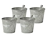 シルバーカラーブリキポット フック付き 大 125φ×105Hmm 2773-A 4個セット