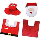 サンタトイレシートカバーラグセットとティッシュボックスカバーバスルームクリスマスDecorations Supplies by kaimao
