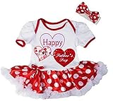 Kirei SuiベビーHappy 1st父の日ハートレッド水玉ボディースーツチュチュ US サイズ: S カラー: ホワイト