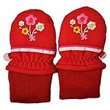 ベビーサイズ ミトン手袋 スノー手袋 防寒 雪用手袋 お花刺繍 j-280002 3～4才用 レッド