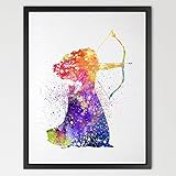 Dignovel Studios 11X14 Brave Merida Watercolor illustration Art Print kids watercolor print Nursery 