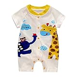 Davcor Moring ベビー服 ロンパース カバーオール 半袖ロンパース 袖 前開き ボタン 女の子 男の子 新生児 肌着春 夏 可愛い かわいい 可愛いキリン ギフト プレゼント ベビー服 衣