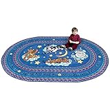Joy Carpets Kid Essentials Infants & Toddlers Oval Hey Diddle Diddle Rug Blue 7'8 x 10'9 [並行輸入品]