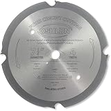 Oshlun SBH-072504 7-1/4-Inch 4 Tooth PCD Saw Blade with 5/8-Inch Arbor, Diamond Knockout, for Fiber 