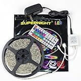 SUPERNIGHT (TM) 5M/16.4 Ft SMD 3528 RGB 300 LED Color Changing Kit with Flexible Strip Light+44 Key 