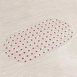 YJ Bear PVC Ovalシャワーマットノンスリップバスマット防カビ抗菌浴槽マット吸盤付きMachine Washable 14.5" X 26" レッド YJB-03-DD-122-hongs