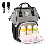 Perkisboby マザーズバッグ,ママバッグ 大容量 多機能 盗難防止ポケット付き ママ旅行用バッグ 防水 出産祝い ベビー用品収納 (グレー＋ブラック)