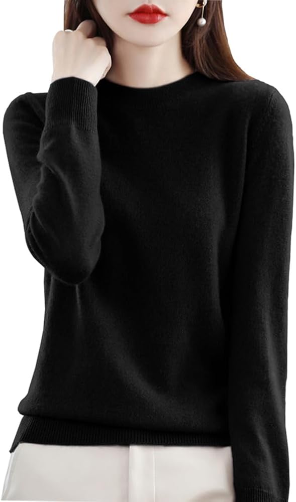 [ANGJ] ニット トップス レディース ハイネック 丸首ネック 重ねる着便利 着回しやすい 着痩せ 小顔 無地 高伸