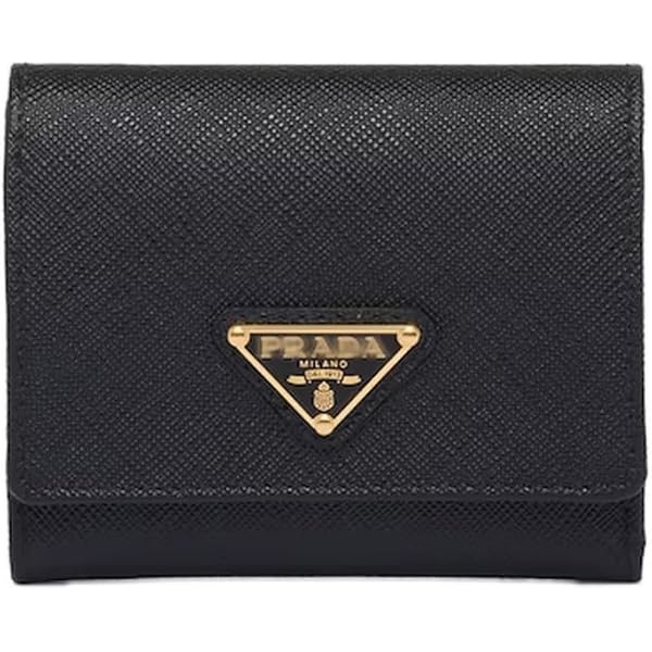 ⭐️ 未使用 プラダ サフィアーノ トライアングル 二つ折り財布 ブラック 鑑定済 国内発【PRADA】サフィアーノトライアングルロゴ/二つ折り財布