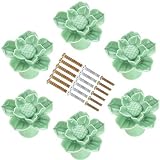 Corasays Green Flower Ceramic Drawer Cabinet Knobs and Pulls for DIY Home Furniture Cabinet Dresser 