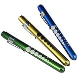 Pocket Size Reusable Penlight Pupil Gauge Graduation Pen Light Pack of 3 Blue Green and Yellow [並行輸入