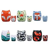 Alvababy新しいPositioning and Printed Design再利用可能な洗濯可能ポケット布おむつ6 Nappies + 12挿入