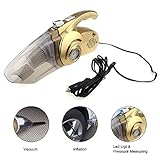 Tipmant多機能車の掃除機ハンドヘルドカーバキュームハイパワーウェットドライ真空タイヤの膨張と圧力測定、LED照明の機能付き