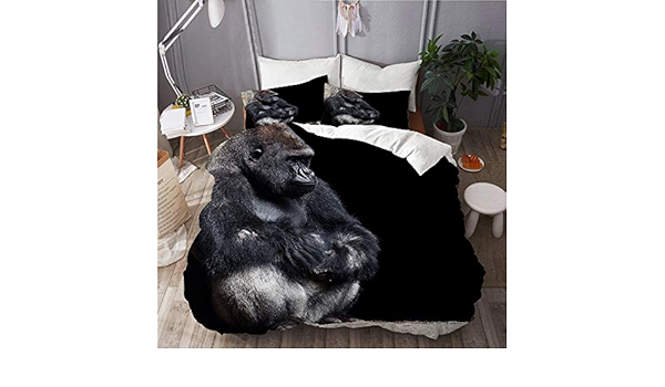 Amazon Zomoy ベージュ布団カバー シングル 3点セット シルバーアニマルゴリラグレー絶滅危ed種悲しい赤ちゃんバック野生動物キングコング ベッド用 掛け布団 枕 カバー 洋式 和式兼用 シングル 210 X 210cm 寝具カバーセット オンライン通販