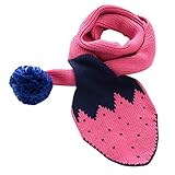 (コ-ランド) Co-land 可愛い マフラー ベビー ニット スカーフ キッズ 子供用 イチゴ柄 ポンポン 女の子 男の子 秋冬 防寒対策 お出かけ 通学通園 ローズ