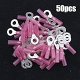 Hilitchi 50Pcs Nylon Heat Shrink Ring Insulated Terminal Electrical Wire Crimp Connector (22-16AWG 1