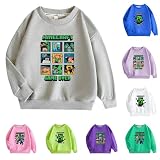 [HBQZHS]春冬秋服長袖キーズTシャツ長袖マインクラフトTシャツ子供服男の子 女の子コスブレス衣装アニ漫画服普段着丸首の上着カジュアル柔らかいティーシャツ (D1#,120CM#薄手)