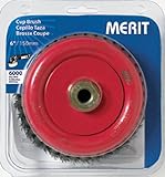 Norton Wire Cup Brush, Threaded Hole, Carbon Steel, Partial Twist Knotted, 6 Diameter, 0.02 Wire Dia