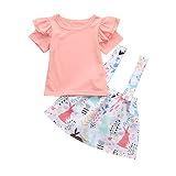Tovadoo 子供服 2点セット 半袖 ソリッドトップス+動物 ウサギ柄の スカート セットアップ 女の子 可愛い服セット 夏 秋 75～120 1才～4才