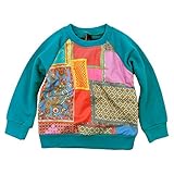 MANIS(マニス) 裏毛異素材パッチワーク風トレーナー M 110cm /ブルー NO.R-N-14514