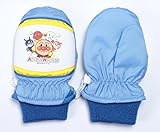 ワッペンを押すと「ピコピコ」とかわいい音が鳴る♪【アンパンマン】キッズ　キャラクター笛付きミトン手袋　トドラーサイズ　サックスブルー