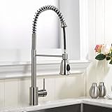VCCUCINE Modern Commercial Stainless Steel Brushed Nickel Single Handle Pull Out Sprayer Kitchen Fau