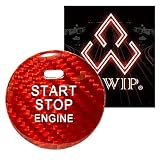 ALWIP（アルウィップ）【トヨタ・スバル・ダイハツ対応】リアルカーボン製スターターボタン スタートボタンカバー (レッドカーボン2)