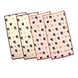 （ハーフハンカチ・黒猫ミディセット/タグなし）安心日本製！当店オリジナル！小さなお子様のポケットにピッタリ！スリムで可愛いハンドメイドミニタオル☆ハーフハンカチ４枚セット