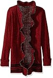 Derek Heart Big Girls' Long Sleeve Front Ruffle Cardigan Red Lychee Medium (10-12) [並行輸入品]