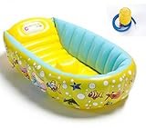 LAZA ベビーバス ふかふか 泳べるお風呂 ブルー ピンク BB型ポンプ付け 対象年齢:新生児~4歳まで (イエロー)
