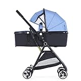 (Feemom) 両対面ベビーカー ベビーカー 軽い 6.2KG ハイシート 片手開閉タイプ 通気窓付き大型日よけ (ブルー)