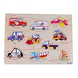 Rolimateデラックスクラシック木製車ペグパズルバンドルの形のおもちゃ