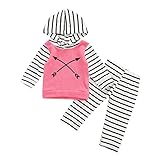 MIOIM キッズ 2セット 子供服 ボーダー柄 ベビー パーカー ズボン セットアップ かわいい ピンク ブラウス ロングパンツ 上下セット 女の子 長袖 0~2歳