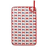 赤ちゃんにやさしい安心おむつ替えマット（日本製）　ポルカドットとストライプのフレンチリボン（スケアー地・アイボリー）　B0804400