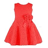 プリンセスドレス、balakieフルレース花柄子プリンセスパーティーワンピースドレス 100 レッド BK-15989