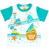 【本体綿100％】【冷感背当】2017年 夏物 アンパンマン 天竺 袖切替 背当て付き Ｔシャツ Anpanman 袖ミント◇95cm